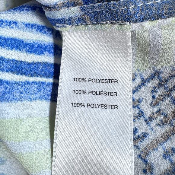 Chico's Womens Flowy Blouse Top Size XL Geo Print Classic Office Career Blue - Picture 6 of 8